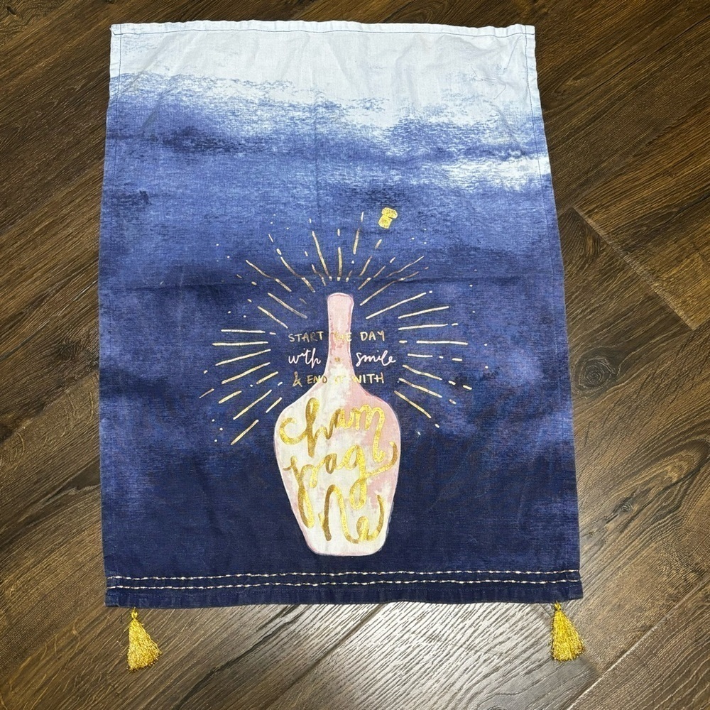 Anthropologie hand towel champagne with gold tassels